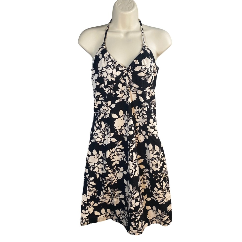 H&M‎ Floral Halter Mini Dress Women 14 Smocked Beach Y2k Resort Casual Chic Boho